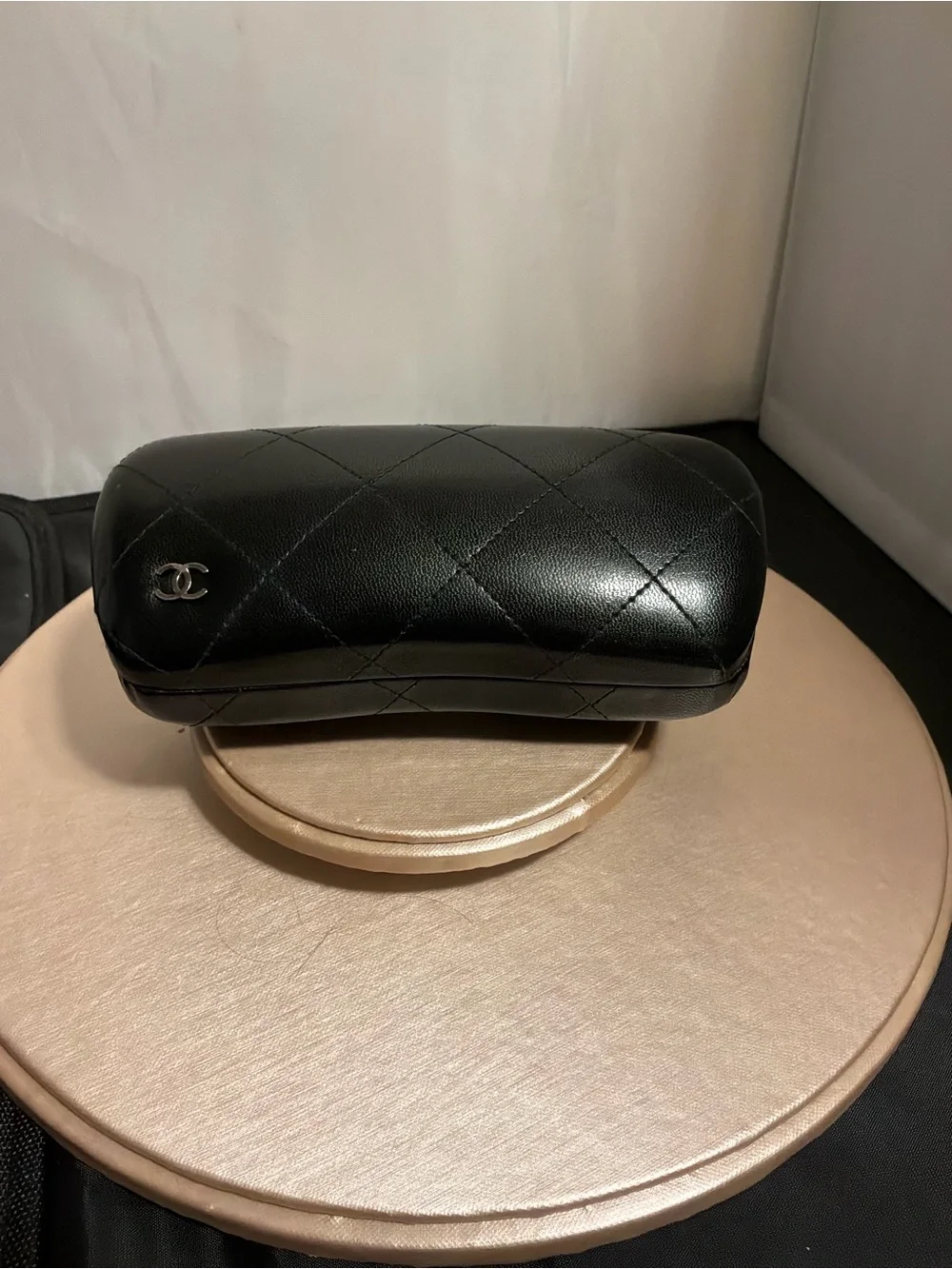 CHANEL Black Quilted Leather Sunglasses Case